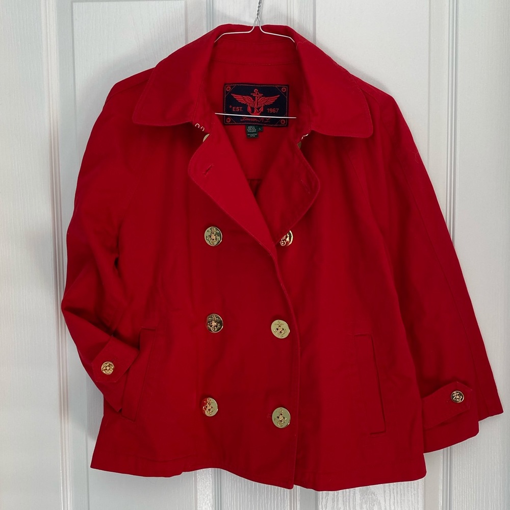 Ralph Lauren red double-breasted swing pea coat